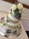 Ivory and green wedding cake, Flowers By Becky