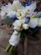 Ivory and blue spring flower bridal bouquet, Flowers By Becky